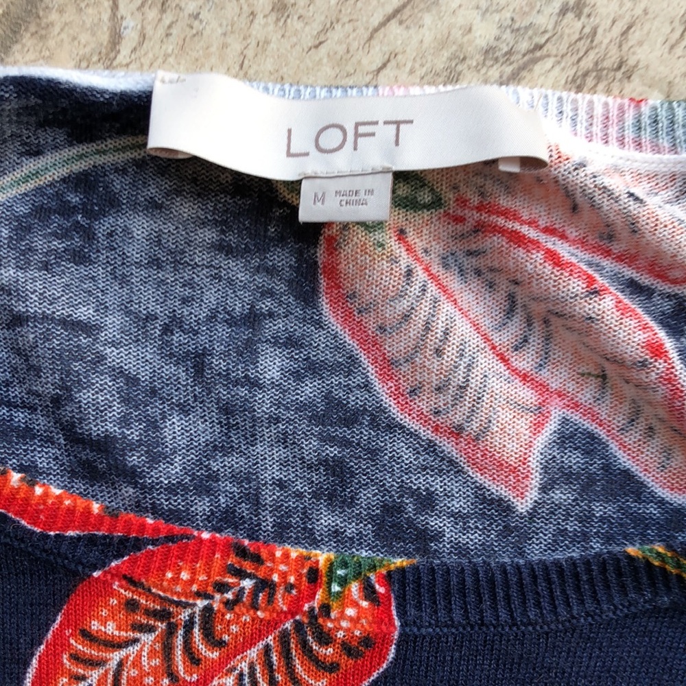 LOFT Front Tie Floral Sweater NWOT - Picture 3 of 5